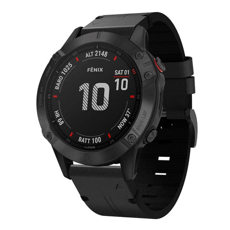 Universal Garmin 22 mm QuickFit lærreim - svart