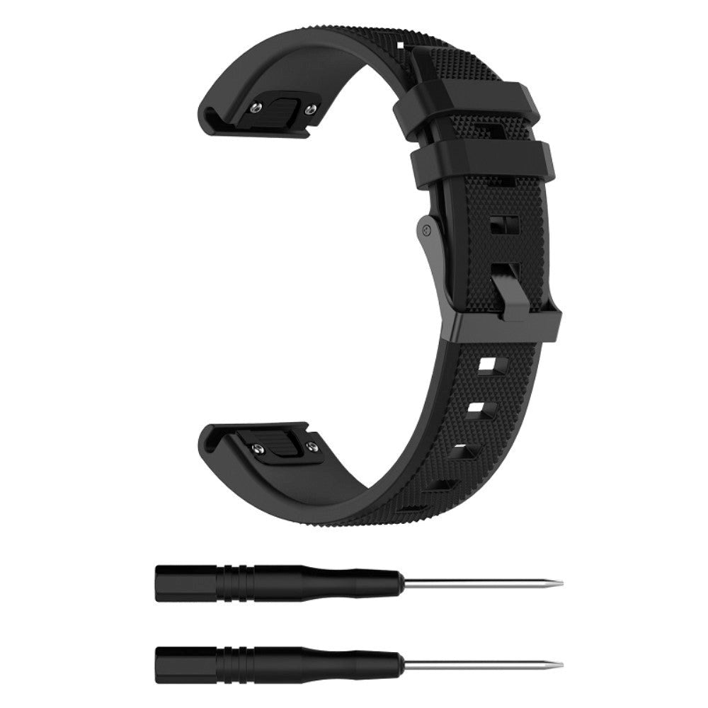 Universal Garmin Grooved Silikon 22mm QuickFit Strap - Svart