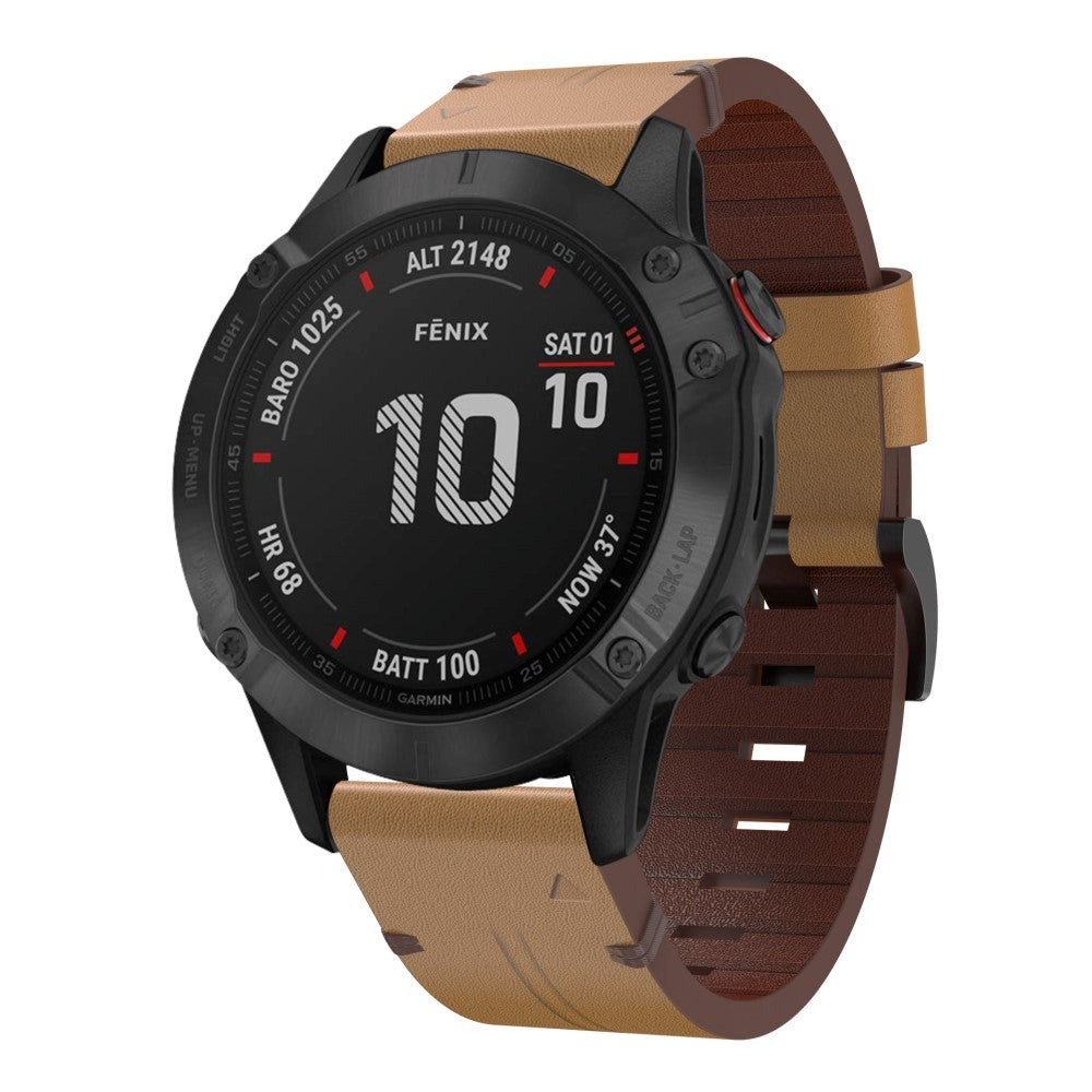 Universal Garmin 22 mm QuickFit lærreim - brun