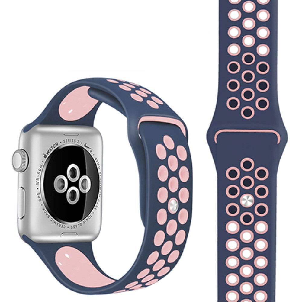 Apple Watch Tofarget Silikon Smartwatch-rem (38/40/SE/41/42 mm) - Mørkeblå / Rosa