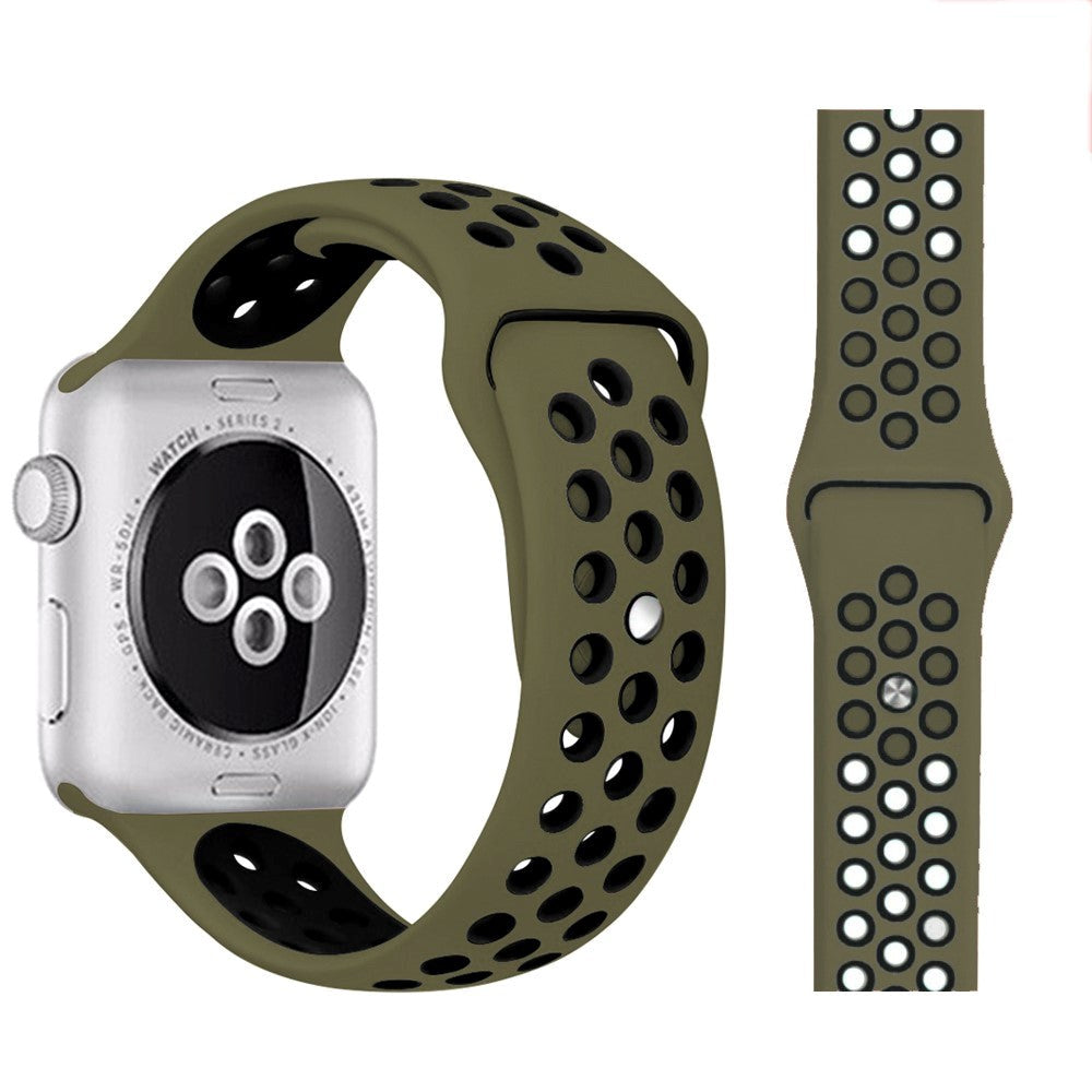 Apple Watch Two-Tone Silikon Smartwatch-rem (38/40/SE/41/42 mm) - Olivengrønn / Svart