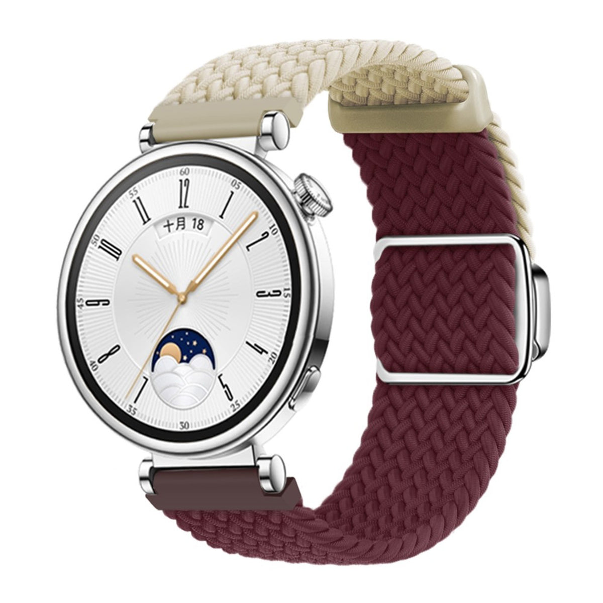 EIDERWOOD Universal 18mm Woven Smartwatch Rem - Beige / Rød