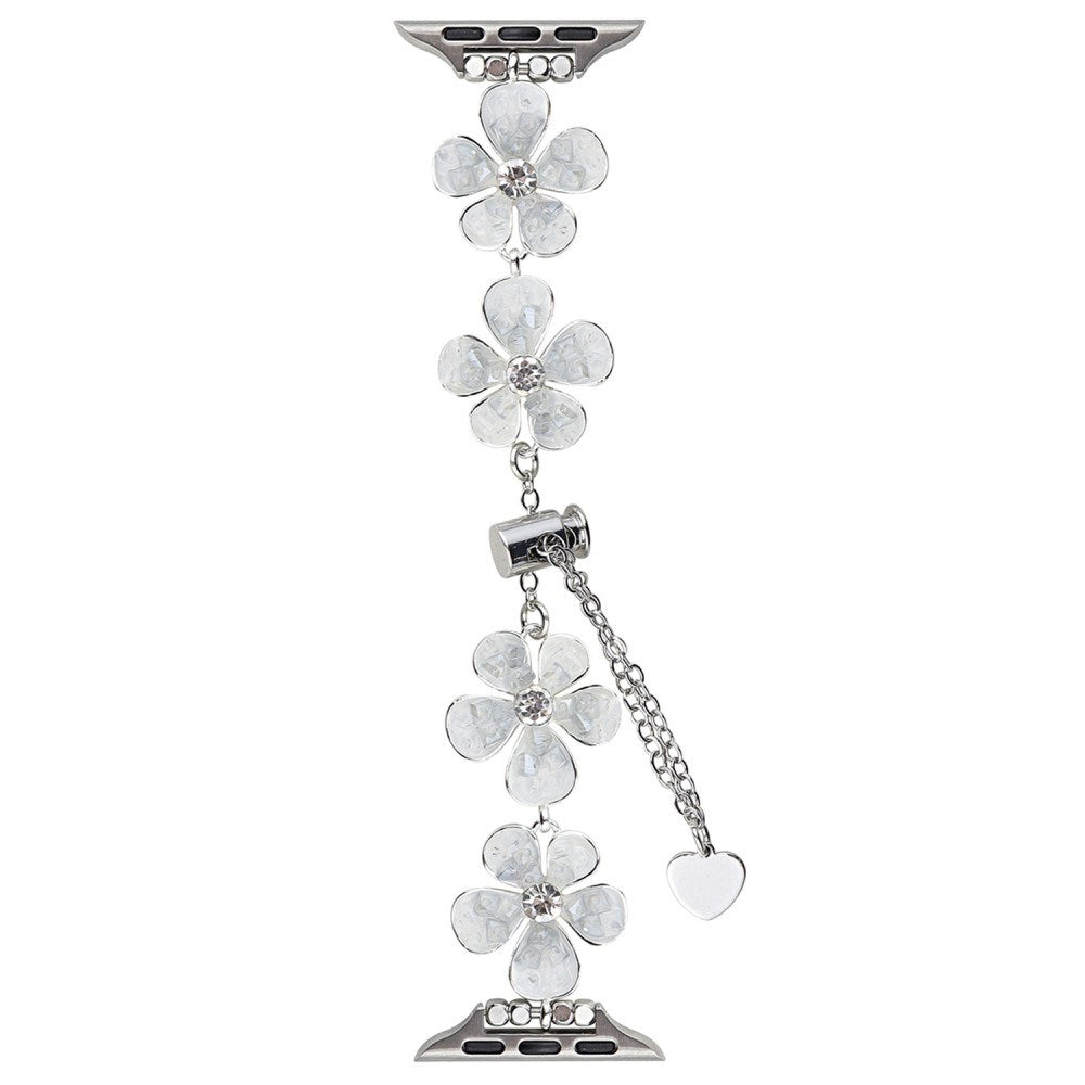 EIDERWOOD Apple Watch (38/40/SE/41/42 mm) blomsterrem - sølv / hvit