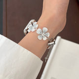 EIDERWOOD Apple Watch (38/40/SE/41/42 mm) blomsterrem - sølv / hvit