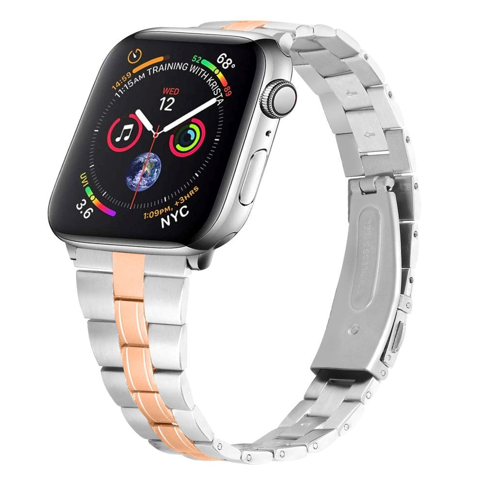 Apple Watch (42/44/SE/45/46/49 mm) Tofarget klokkerem i rustfritt stål - aluminium / gull