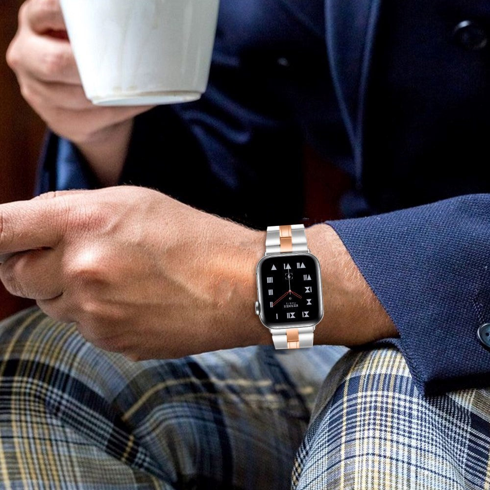 Apple Watch (42/44/SE/45/46/49 mm) Tofarget klokkerem i rustfritt stål - aluminium / gull