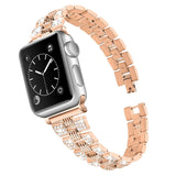 Apple Watch (42/44/SE/45/46/49 mm) Klokkereim i metall m. Rhinestone - Rose gull