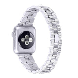 Apple Watch (42/44/SE/45/46/49 mm) Klokkereim i metall m. Rhinestone - Sølv