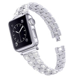 Apple Watch (42/44/SE/45/46/49 mm) Klokkereim i metall m. Rhinestone - Sølv