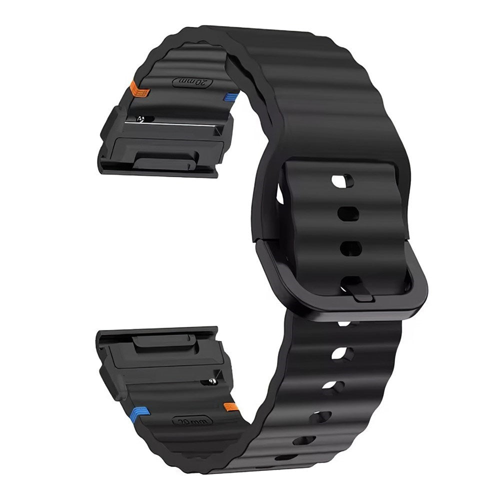 Universal Garmin 26mm QuickFit EIDERWOOD Wavy Silikone Smartwatch Rem - Sort