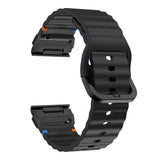 Universal Garmin 26mm QuickFit EIDERWOOD Wavy Silikone Smartwatch Rem - Sort