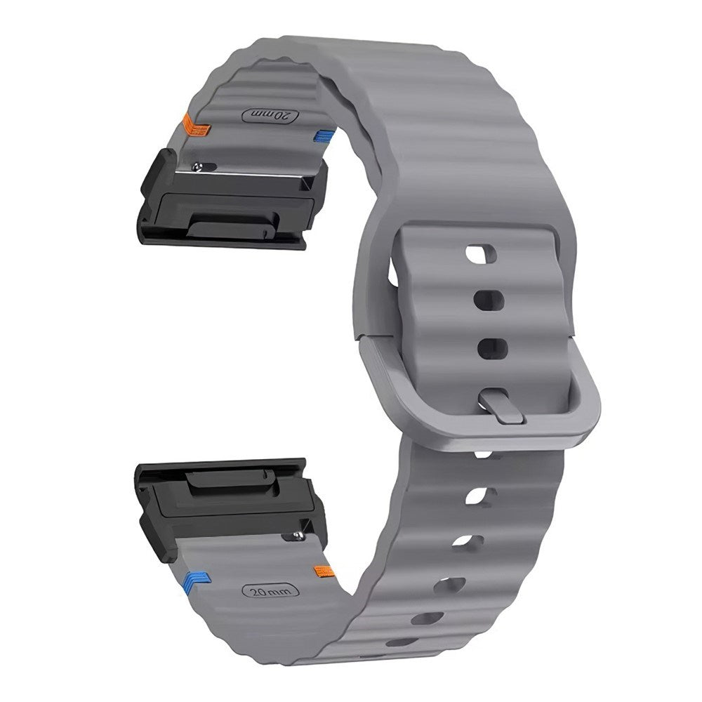 Universal Garmin 26mm QuickFit EIDERWOOD Wavy Silikone Smartwatch Rem - Mørkegrå
