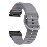Universal Garmin 26mm QuickFit EIDERWOOD Wavy Silikone Smartwatch Rem - Mørkegrå