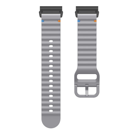 Universal Garmin 26mm QuickFit EIDERWOOD Wavy Silikone Smartwatch Rem - Mørkegrå