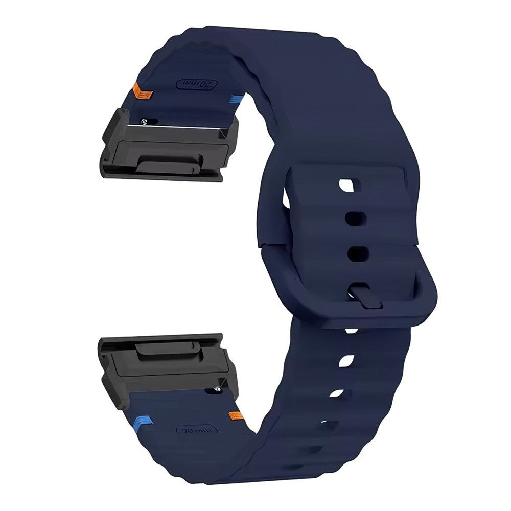 Universal Garmin 26mm QuickFit EIDERWOOD Wavy Silikone Smartwatch Rem - Blå