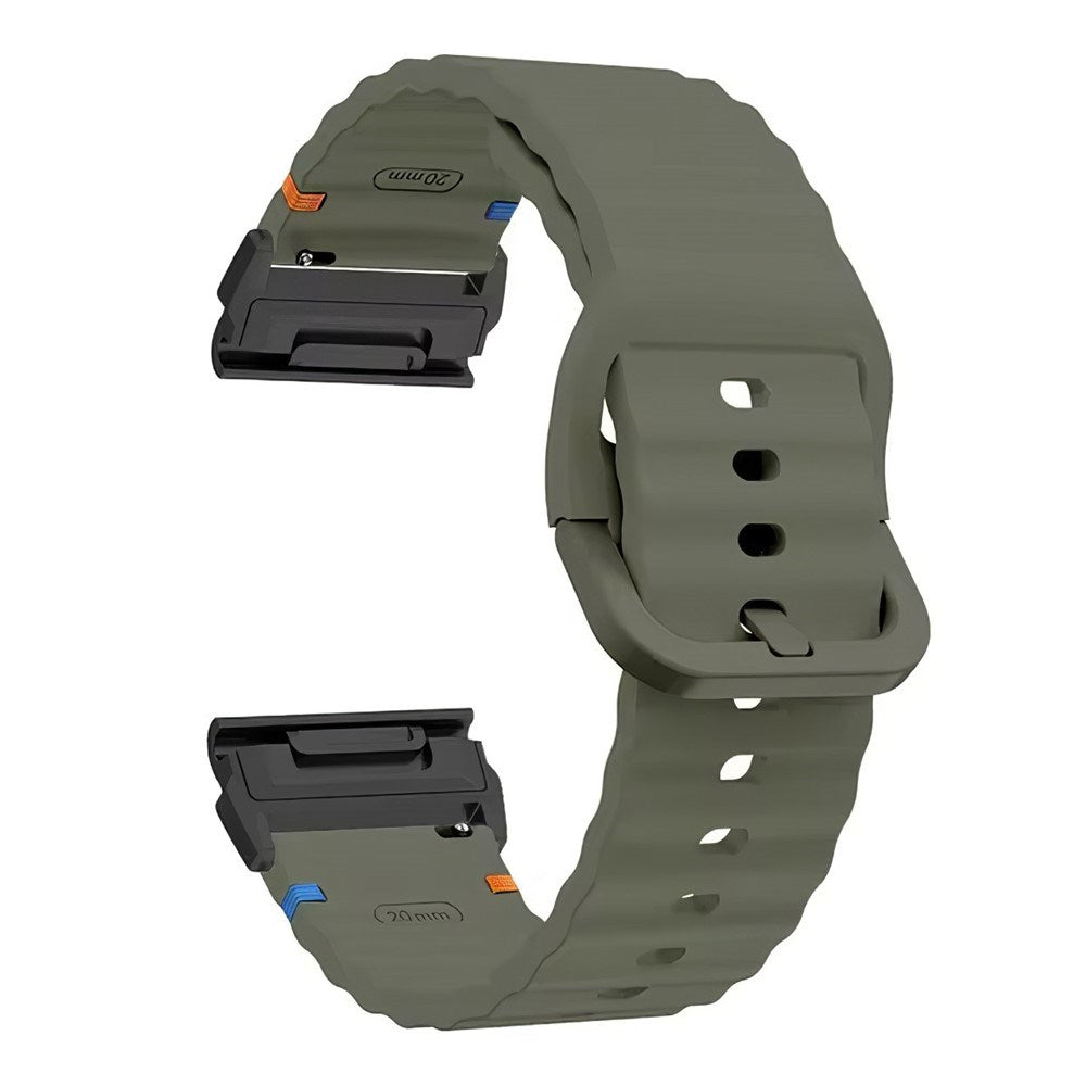 Universal Garmin 26mm QuickFit EIDERWOOD Wavy Silikone Smartwatch Rem - Grøn