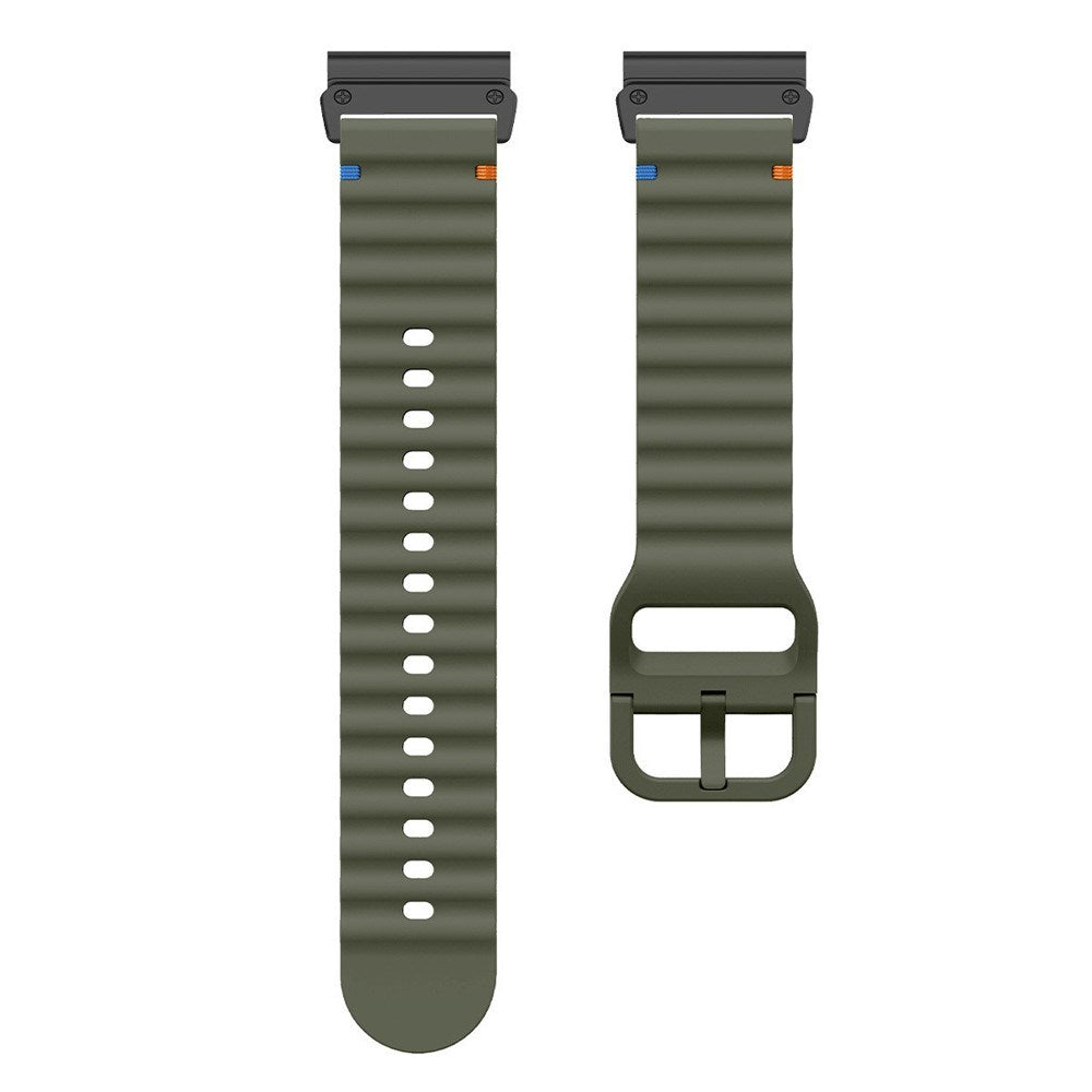 Universal Garmin 26mm QuickFit EIDERWOOD Wavy Silikone Smartwatch Rem - Grøn