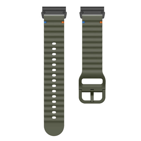 Universal Garmin 26mm QuickFit EIDERWOOD Wavy Silikone Smartwatch Rem - Grøn