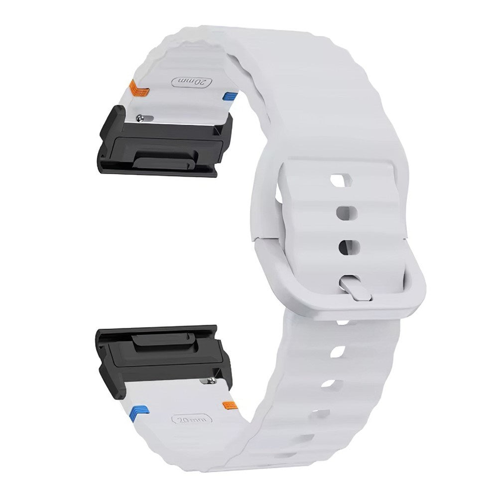 Universal Garmin 26mm QuickFit EIDERWOOD Wavy Silikone Smartwatch Rem - Grå
