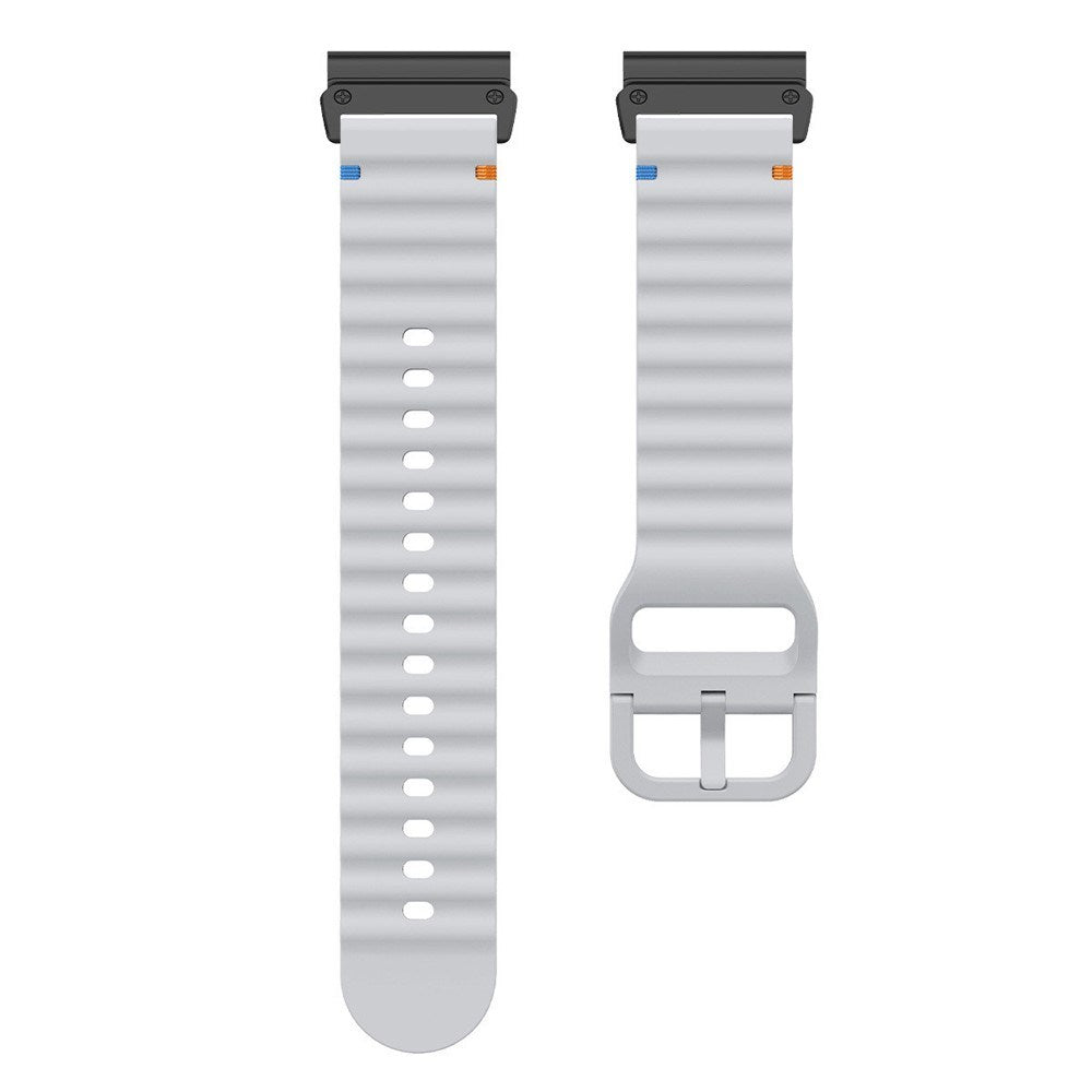 Universal Garmin 26mm QuickFit EIDERWOOD Wavy Silikone Smartwatch Rem - Grå