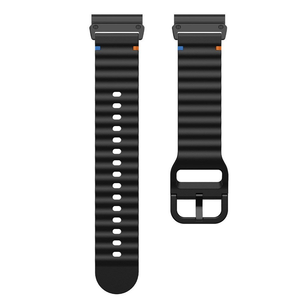 Universal Garmin 22mm QuickFit EIDERWOOD Wavy Silikone Smartwatch Rem - Sort