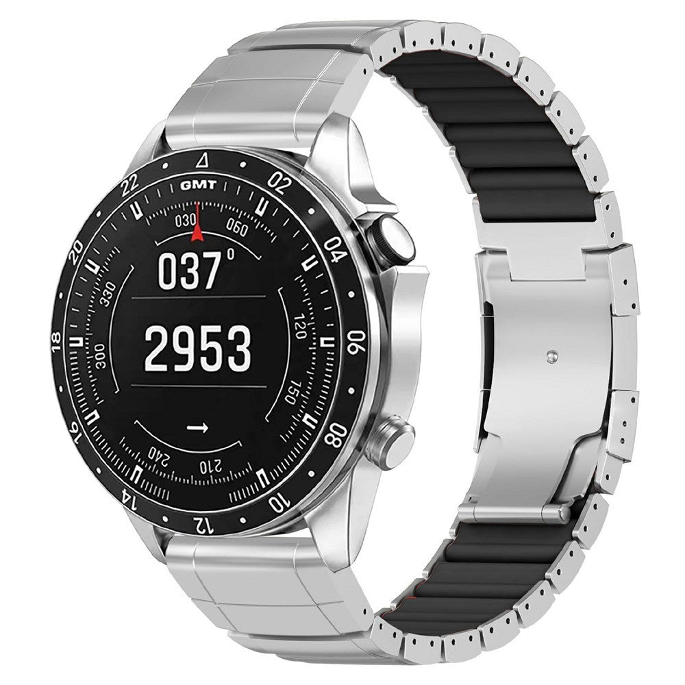 Universal Garmin 22mm QuickFit EIDERWOOD Titanium Smartwatch Rem m. Farvet Silikone - Sølv / Sort