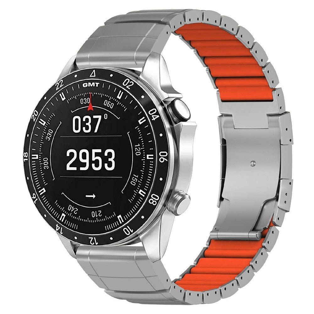 Universal Garmin 26mm QuickFit EIDERWOOD Titanium Smartwatch Rem m. Farvet Silikone - Sølv / Orange