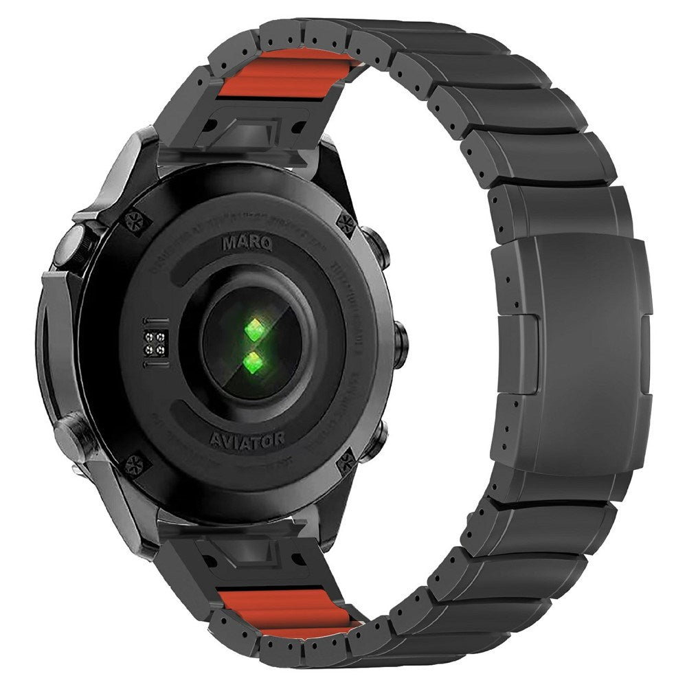 Universal Garmin 26mm QuickFit EIDERWOOD Titanium Smartwatch Rem m. Farvet Silikone - Sort / Orange