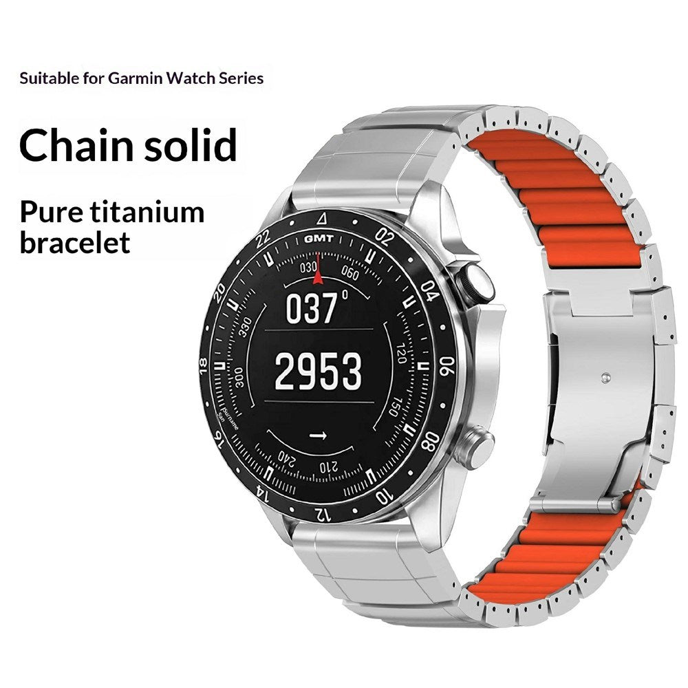 Universal Garmin 26mm QuickFit EIDERWOOD Titanium Smartwatch Rem m. Farvet Silikone - Sort
