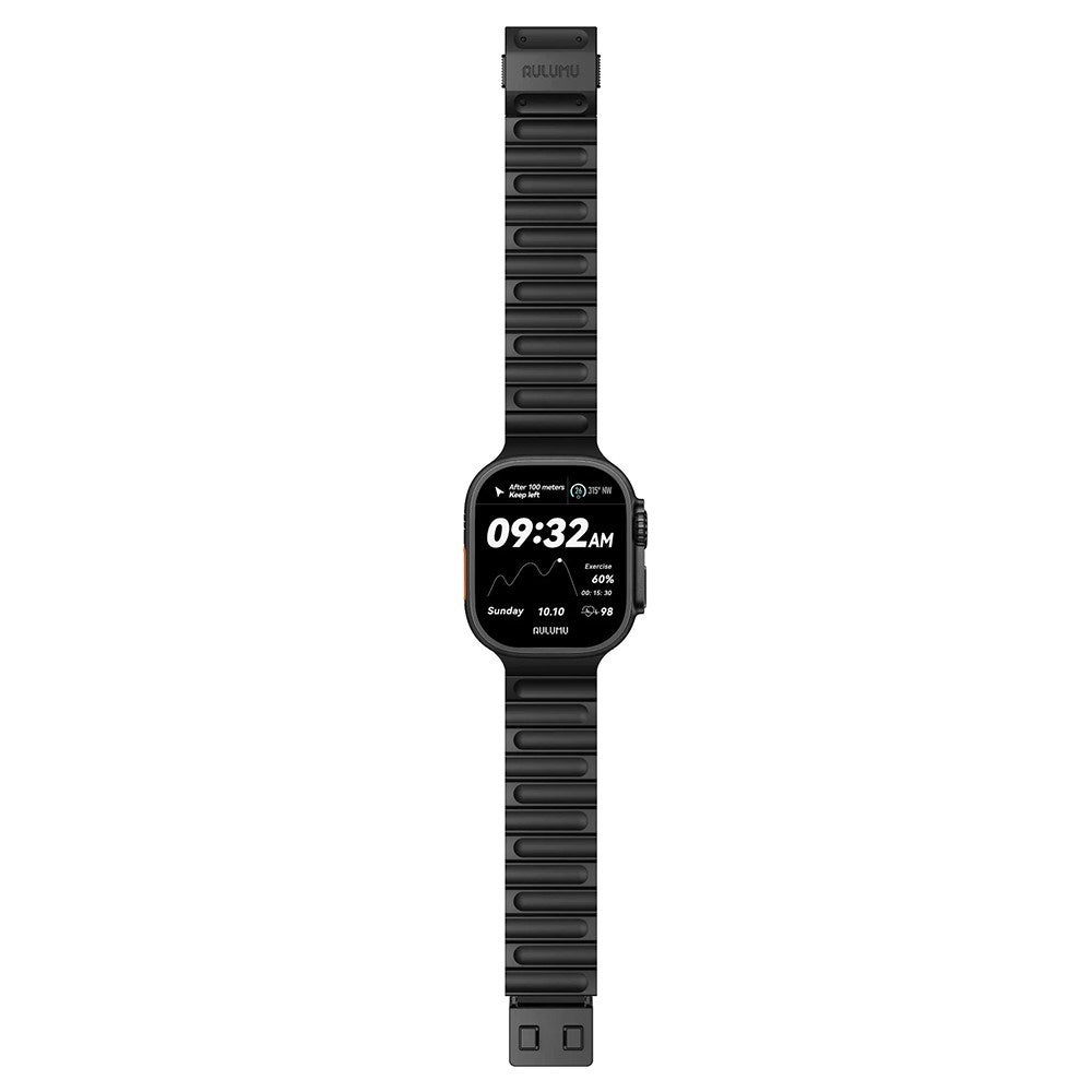 Aulumu Apple Watch (42/44/SE/45/46/49mm) C01 Titanium Urrem- Sort