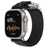 Aulumu Apple Watch (42/44/SE/45/46/49mm) C03 Nylon Urrem - Sølv / Sort