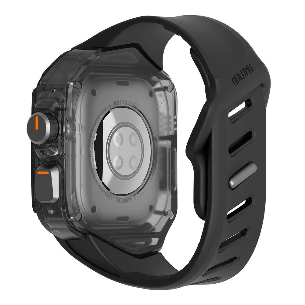 Apple Watch Ultra 4 / 3 / 2 / 1 (49mm) AULUMU Gummi Urrem m. Indbygget Plast Cover - Sort