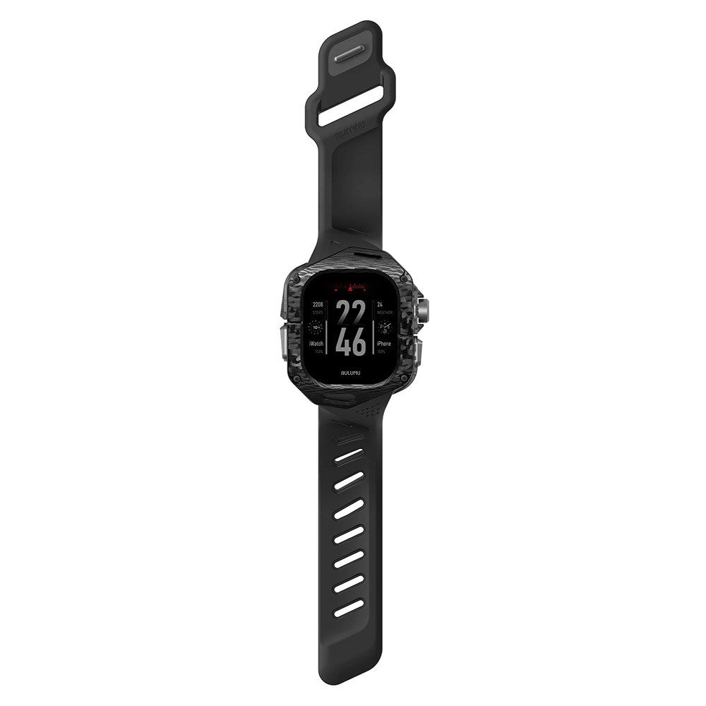 Apple Watch Ultra 4 / 3 / 2 / 1 (49mm) AULUMU Gummi Urrem m. Indbygget Plast Cover - Sort