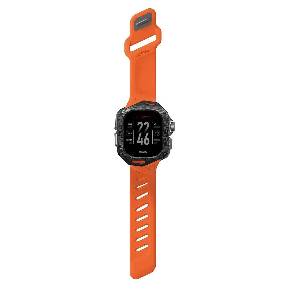 Apple Watch Ultra 4 / 3 / 2 / 1 (49mm) AULUMU Gummi Urrem m. Indbygget Plast Cover - Orange