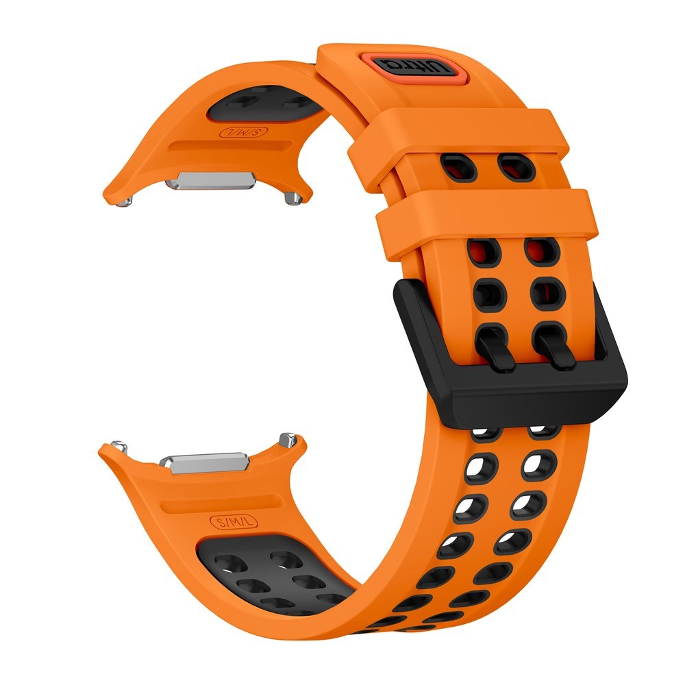 Samsung Galaxy Watch Ultra 2 / Ultra (47mm) Silikone Rem m. Ventilationshuller & Dobbeltspænde - Orange / Sort