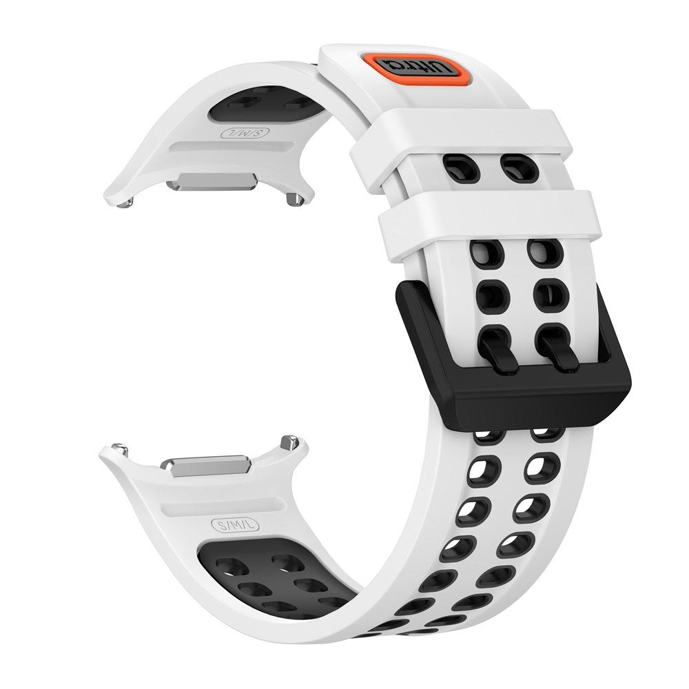 Samsung Galaxy Watch Ultra 2 / Ultra (47mm) Silikone Rem m. Ventilationshuller & Dobbeltspænde - Hvid / Sort