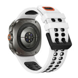 Samsung Galaxy Watch Ultra 2 / Ultra (47mm) Silikone Rem m. Ventilationshuller & Dobbeltspænde - Hvid / Sort