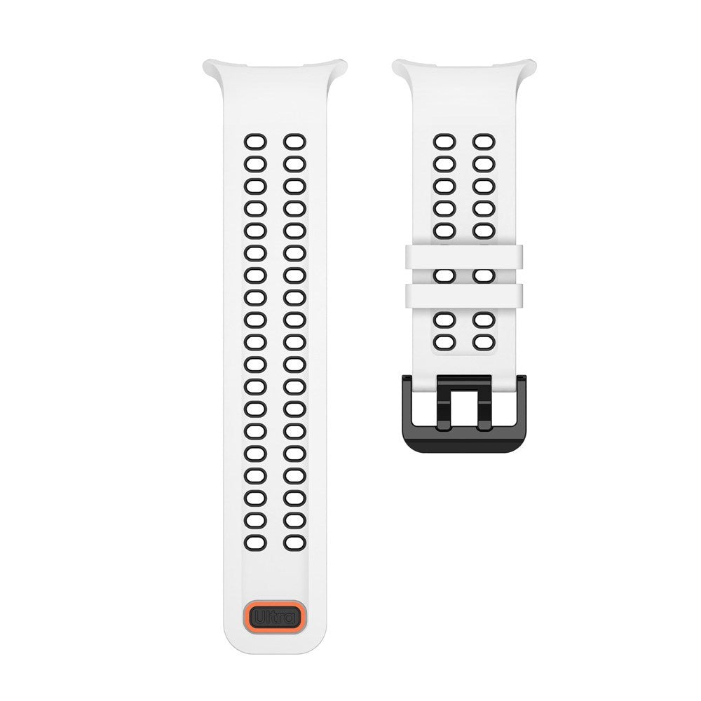 Samsung Galaxy Watch Ultra 2 / Ultra (47mm) Silikone Rem m. Ventilationshuller & Dobbeltspænde - Hvid / Sort
