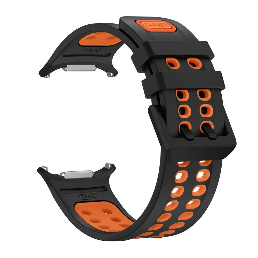 Samsung Galaxy Watch Ultra 2 / Ultra (47mm) Silikone Rem m. Ventilationshuller & Dobbeltspænde - Sort / Orange