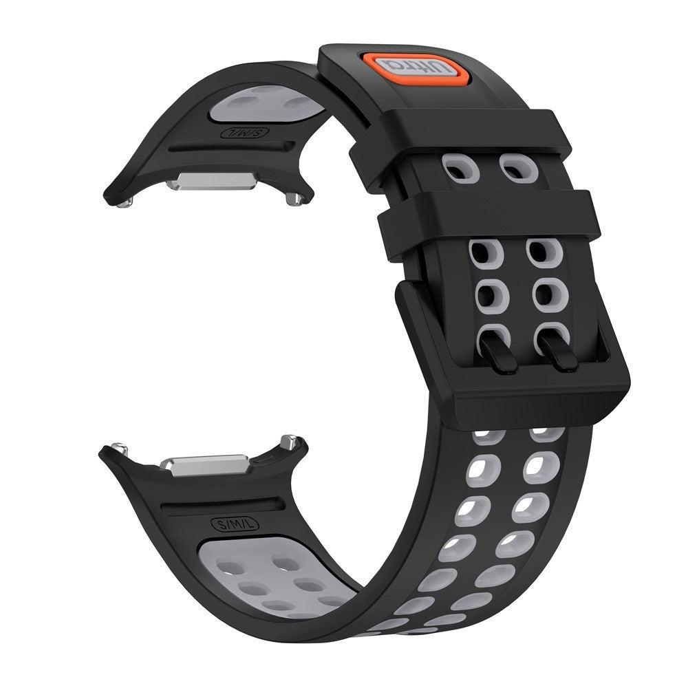 Samsung Galaxy Watch Ultra 2 / Ultra (47mm) Silikone Rem m. Ventilationshuller & Dobbeltspænde - Sort / Grå