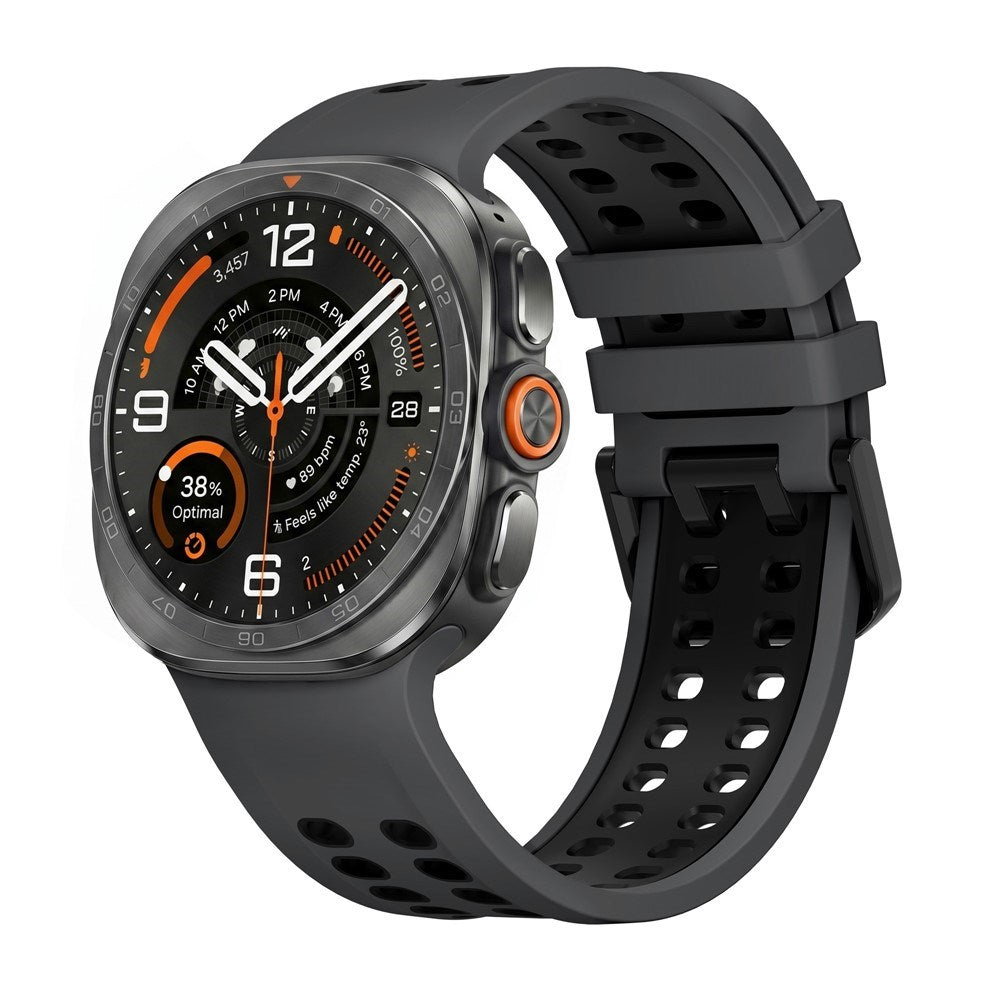 Samsung Galaxy Watch Ultra 2 / Ultra (47mm) Silikone Rem m. Ventilationshuller & Dobbeltspænde - Sort