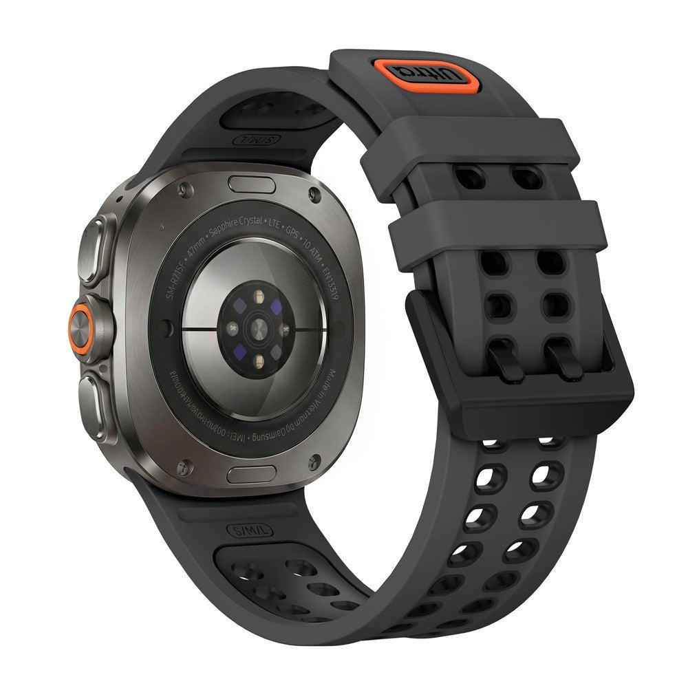 Samsung Galaxy Watch Ultra 2 / Ultra (47mm) Silikone Rem m. Ventilationshuller & Dobbeltspænde - Sort