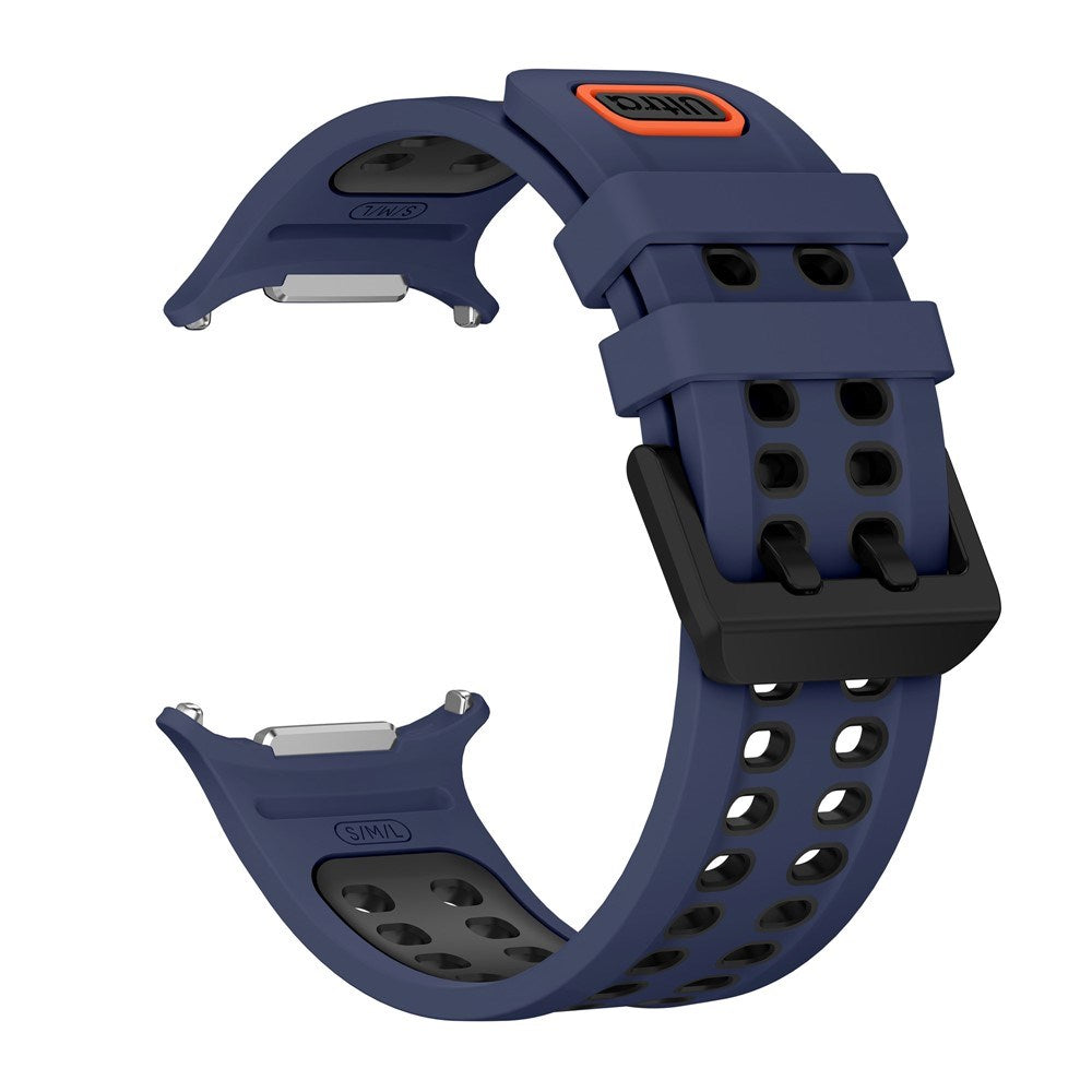 Samsung Galaxy Watch Ultra 2 / Ultra (47mm) Silikone Rem m. Ventilationshuller & Dobbeltspænde - Blå / Sort