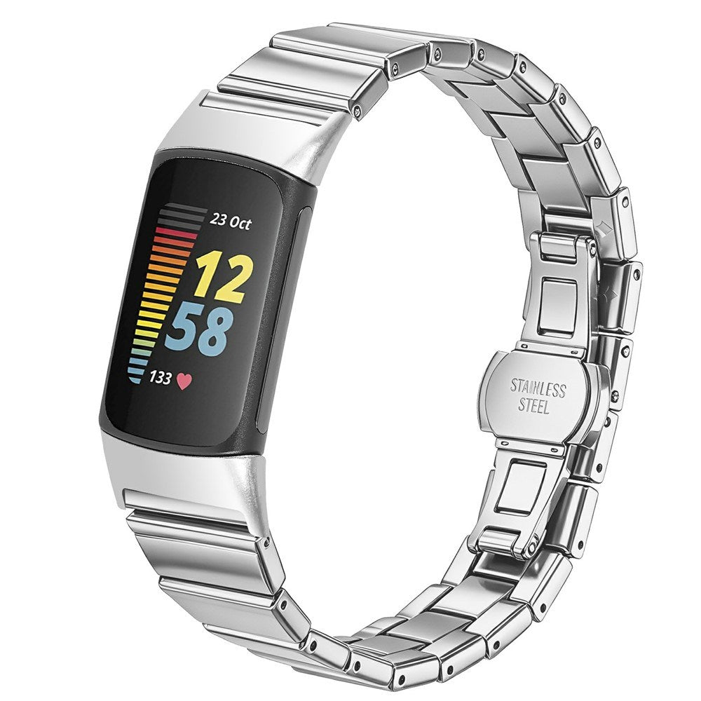 Fitbit Charge 6 / 5 EIDERWOOD Metal Smartwatch Rem - Sølv