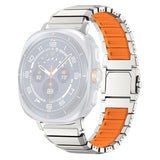 Samsung Galaxy Watch Ultra 2 / Ultra (47mm) Magnetisk Metal Rem m. Silikone Foring - Sølv / Orange