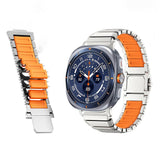 Samsung Galaxy Watch Ultra 2 / Ultra (47mm) Magnetisk Metal Rem m. Silikone Foring - Sølv / Orange