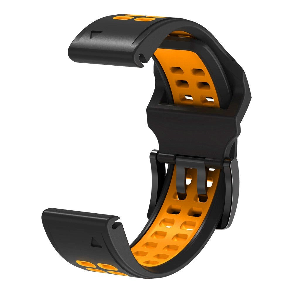 Garmin Universal Silikonstropp med doble hull (26 mm QuickFit) - Svart / Oransje