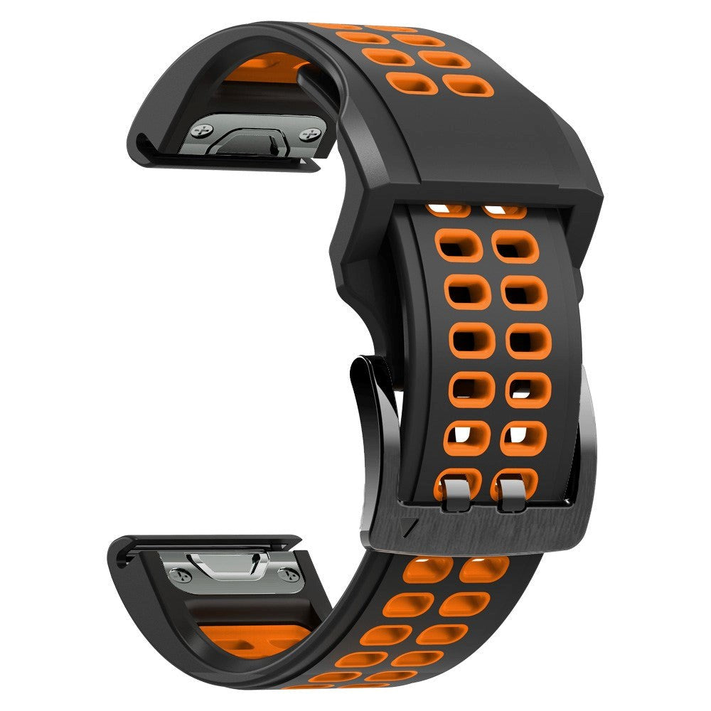 Garmin Universal Silikonstropp med doble hull (26 mm QuickFit) - Svart / Oransje