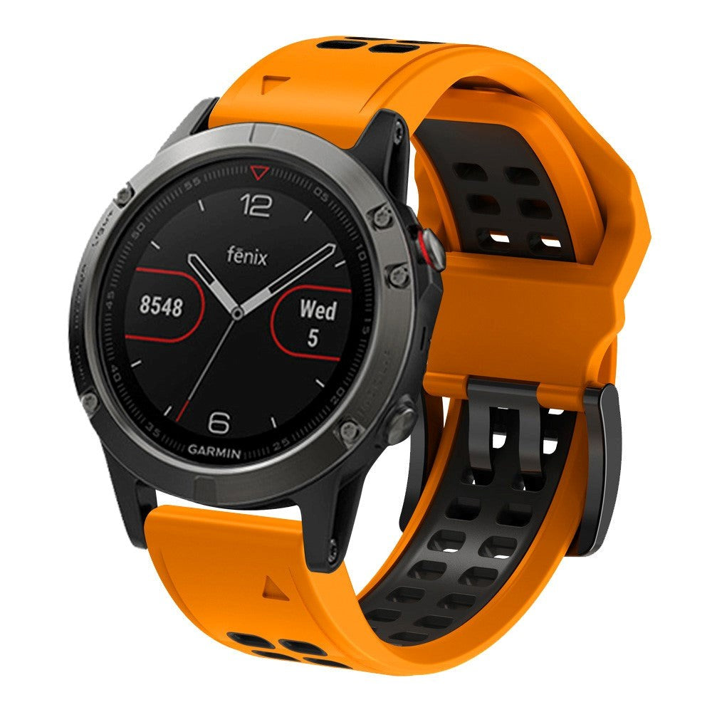 Garmin Universal Silikonstropp med doble hull (26 mm QuickFit) - Oransje / Svart
