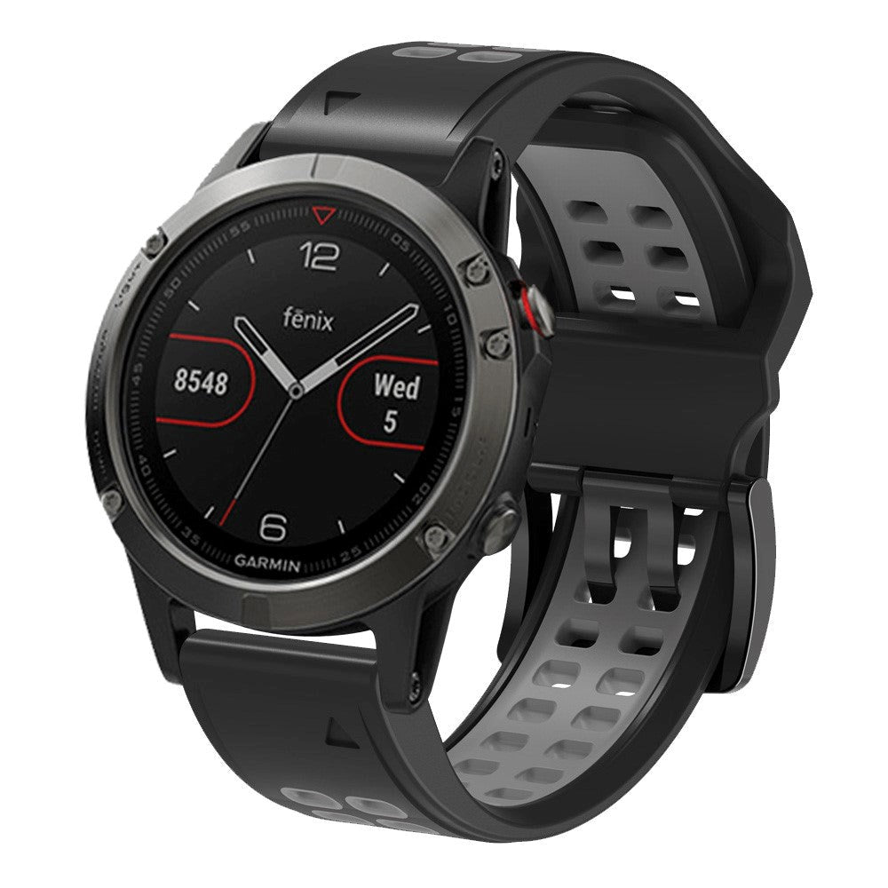 Garmin Universal Silikonstropp med doble hull (26 mm QuickFit) - Svart / Grå